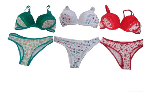 Imagem 8 de 10 de Kit 3 Lingirie Conjunto Sutiã Calcinha Renda Sexy Revenda