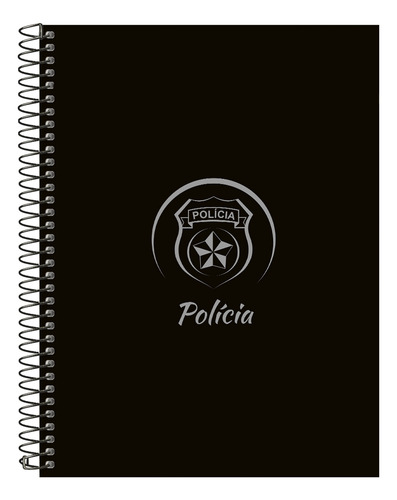 Caderno Universitário Profissões Preto E Prata 240 Folhas Cor Policia