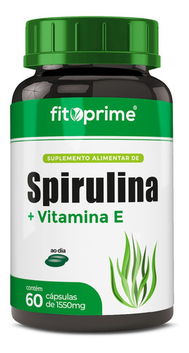 Spirulina Premium Com Vitamina E 60 Cápsulas Fitoprime Sabor Neutro