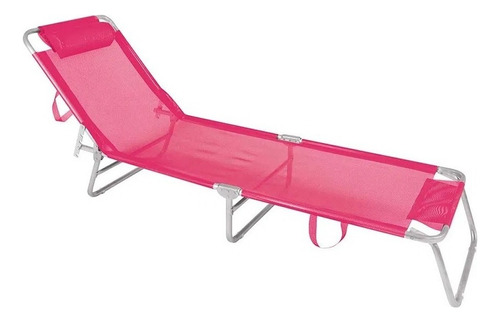 Reposera Playa Pileta Cama Reclinable Aluminio Tumbona Mor Color Rosa