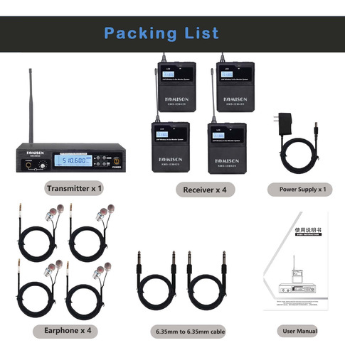 Sistema De Monitor Inalámbrico Mono Iem Uhf Para Estudio Y D