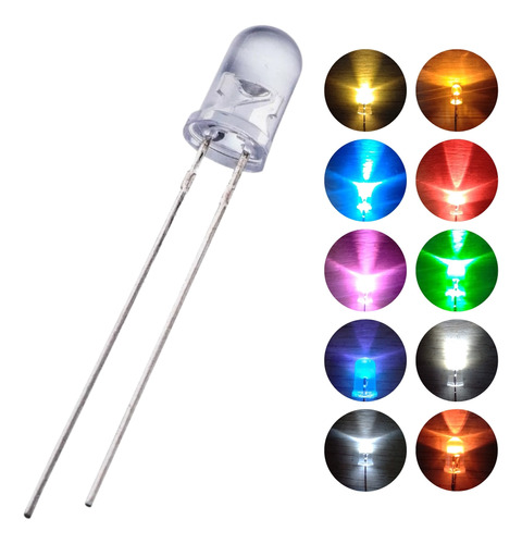 100x Led 5mm Alto Brillo Alta Luminosidad Todos Colores Hobb