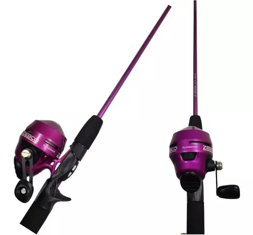 Combo Slingshot Zebco Caña Y Reel Rosa Spincast Pesca