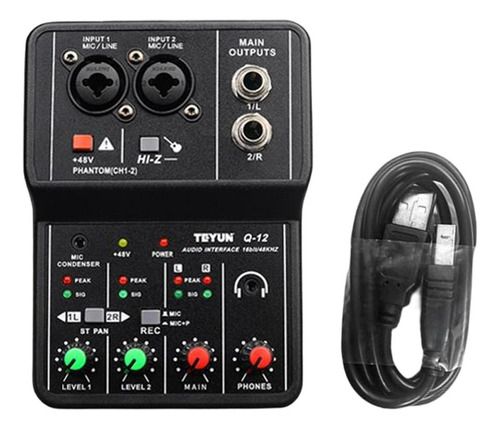 Mezclador De Audio 48v Phantom Power Con Cable Usb Para