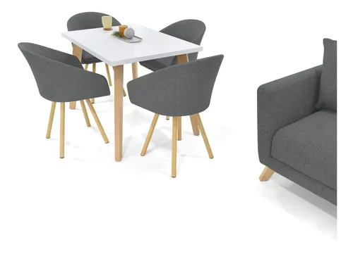 Set De Comedor Lugo Matiz 4 Puestos Y Sofá Montecarlo