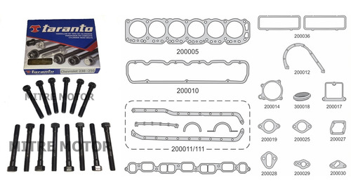 Juego De Juntas De Motor Chevrolet 230 250 C/bulones