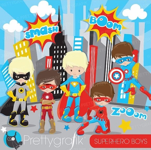 Kit Imprimible Chicos Superheroes Imagenes Clipart Cod795