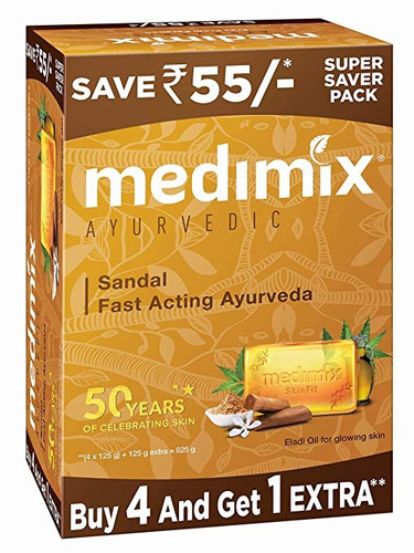 Medimix Ayurvédica Jabón Sandalia, 125g (4 + 1 Oferta Pack)