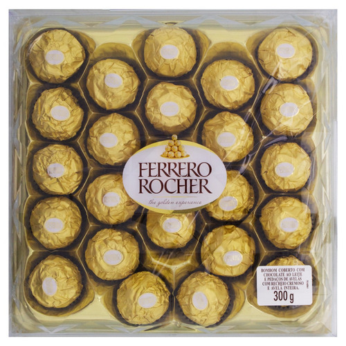 Bombom com Cobertura de Chocolate ao Leite Ferrero Rocher Bandeja 300g