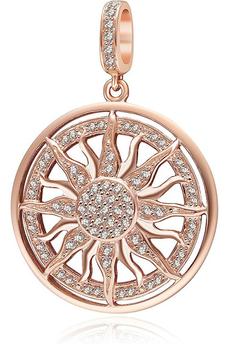 Abun Rose Gold Sun Charms 925 Sterling Silver Lucky Dangle C