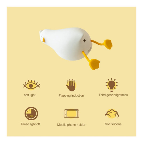 Lámpara De Mesa Led For Niños Flat Duck Night Lamp