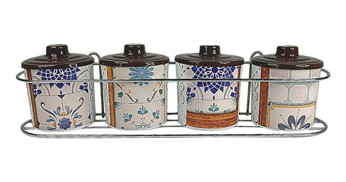 Potes De Condimentos Temperos Cozinha Aluminio Decor Azulejo