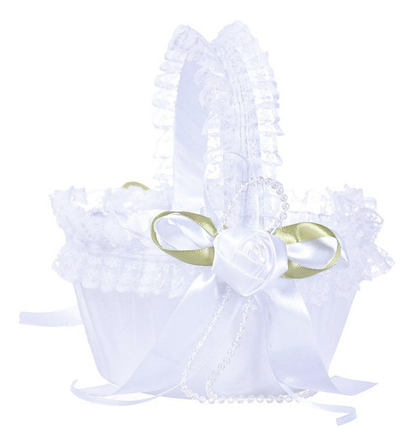Elegante Cesta Grande De Encaje For Boda Con Flores For Ni