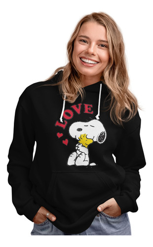 Poleron Dama Snoopy Charlie Brown Love Algodon Estampado