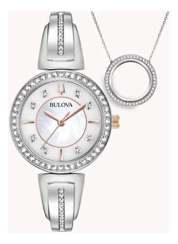 Reloj Bulova Dama Crystal 98x121 De 30mm Con Collar Circular (Reacondicionado)