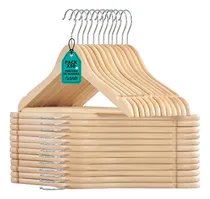 Comprar 50 Perchas De Madera Lustrada Barnizada 44 Cm Pack 1º Calidad Terminación Con Barniz X Mayor Y Menor Super Resistentes Hants Organizadores De Ropa Para El Hogar Uso Comercial