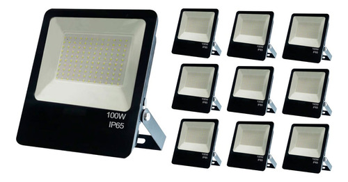 Pack X 10 Foco Reflector Led 100w Luz Exterior Patio Jardin
