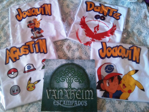 Remera Niños/as Pokemon Y Otros Personalizada Con Nombre!