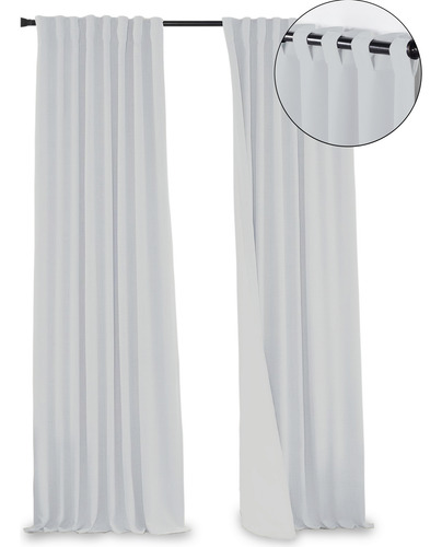 Cortina Blackout 100% 2 Paños De 1,40 X 2,10 Mts. | Lavable Gris Perla