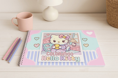 Livro De Colorir E Pintar: Hello Kit 54 Folhas Capa Flexivel
