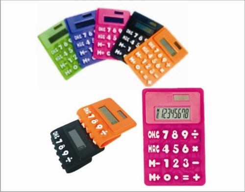 Calculadora Flexível De Silicone 8 Dígitos Solar E Bateria Cor Rosa-chiclete