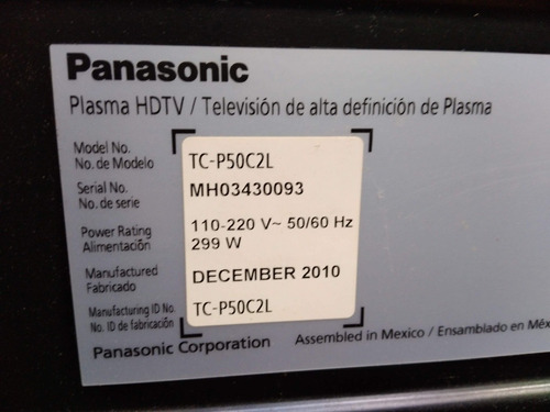 Televisor Panasonic 50 Pulgadas Tc-p5c2l P/repuestos Reparar
