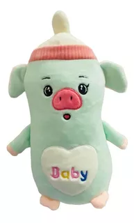 Peluche Tetero Cerdito Piel Masmelo Perfumado 25 Cm Verde