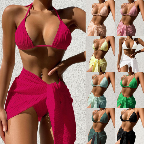 Conjunto De Traje De Baño Con Cuello Halter, Playa