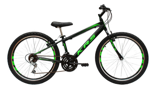 Bicicleta  urbana KRS Aro 24 Rebaixado 14" 18v freios v-brakes cor preto/verde