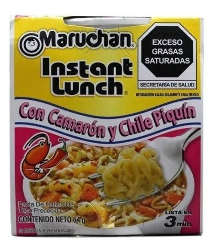 Pack 7 Sopas Maruchan De Camarón Y Chile Piquín 64 Gr 