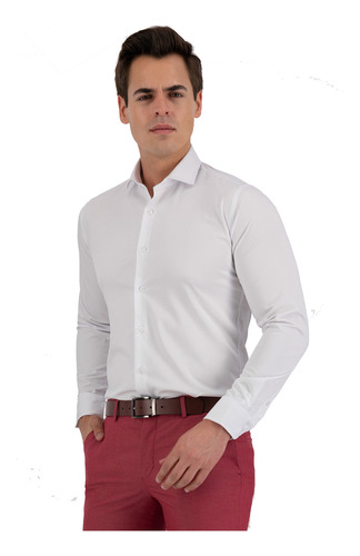 Camisa De Vestir Para Hombre Skinny Fit Con Tela De Bambu