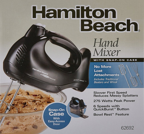 Hamilton Beach 62692 Mezclador De La Mano Con El Caso Snap-o