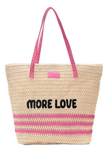 Bolso Playero De Hilo Pink More Love Varios Colores Skora 