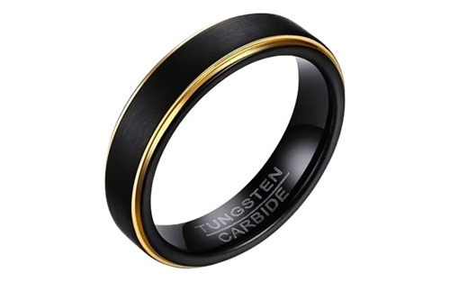 Anillo Black And Gold, Tungsteno, Unisex