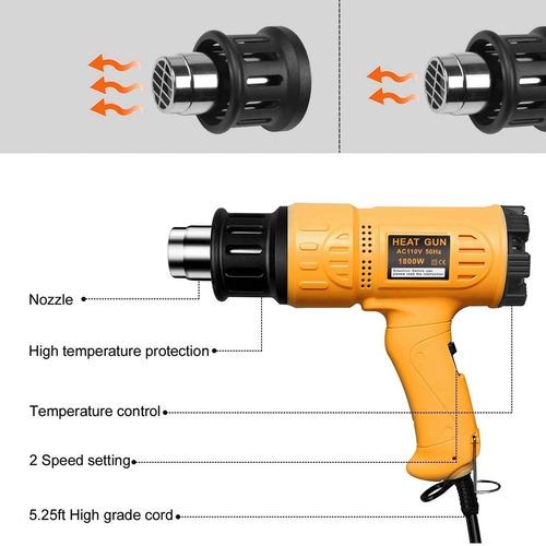 Pistola Aire Caliente Seekone 1800w Kit De Control Temperatu