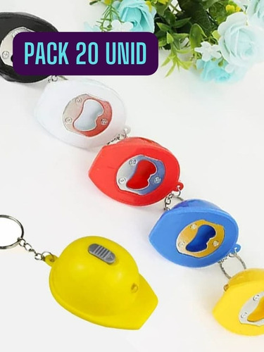 Pack 20 Unid Llavero Casco Destapador Y Linterna