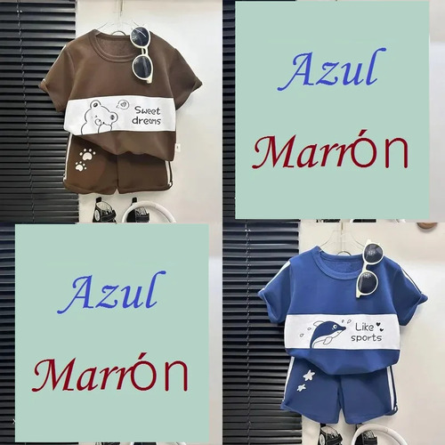Conjunto Para Bebe Niño Playeras Y Pantalones Cortos Algodón