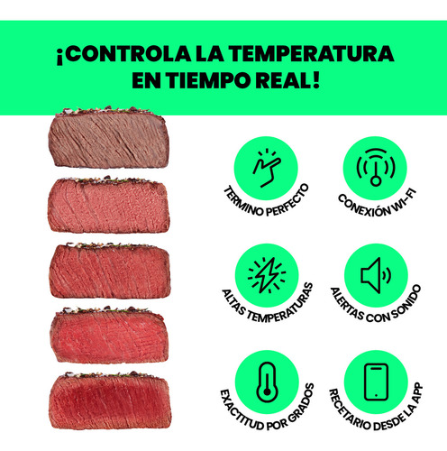 Termómetro Chef IQ Inalámbrico 2 Sondas Smart Bt Wifi Para Proteina Light silver