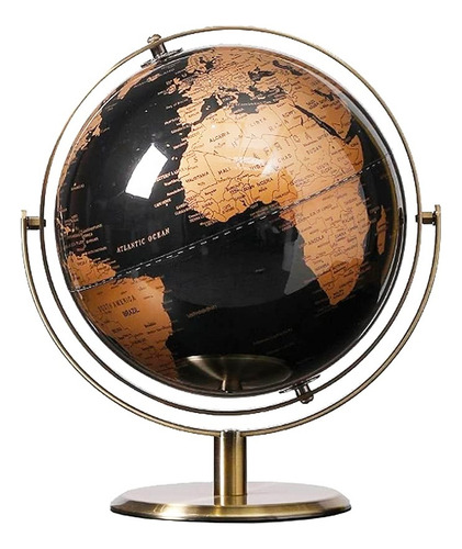 Globo Terraqueo Giratorio Didactico Mapa Base De Metal 30 Cm Base Dorado Globo Azul