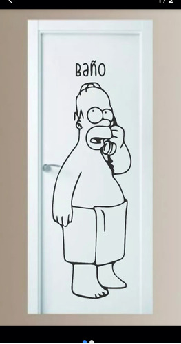 Vinilo Decorativo Homero En Toalla Puerta Baño