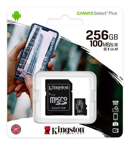 Memoria Microsd Kingston Canvas Select 256gb 100mb/s Y 85mbs