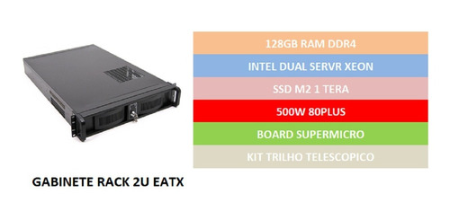 Servidor Rack 2u Dual Xeon Mem 128gb M.2ssd 1tera Fonte 500w (Recondicionado)
