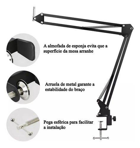 Suporte Celular Tablet Para iPad Articulado 360 Mesa Cama