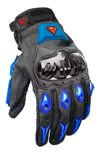 Guantes Para Moto Kov Dc Comics Súper Héroes Y Villanos Color Superman/ Azul Talla G