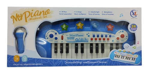 Imagen 1 de 7 de Piano Infantil Teclado Musical Con Microfono Sonido Y Luces