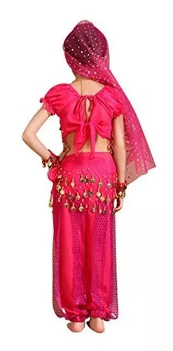  Astage Disfraz de princesa india para niñas, para danza del  vientre para cosplay, adornos de Bollywood, color rosa intenso, talla XS :  Ropa, Zapatos y Joyería