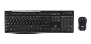 Kit de teclado y mouse inalámbrico Logitech MK270 Español de color negro