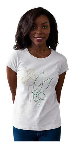 Playera Blanca Estampada De Campanita Y Peter Pan