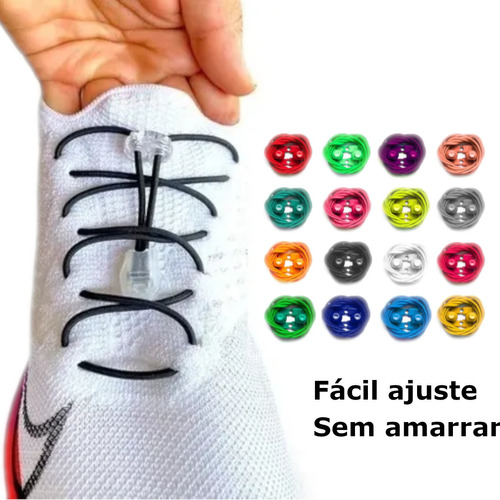 Par Cadarço Elástico Para Tênis Corrida Triathlon Coollace Cor Branco