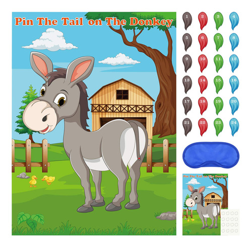 Fepito Pin The Tail On The Donkey Party Game Con 24 Colas Pa
